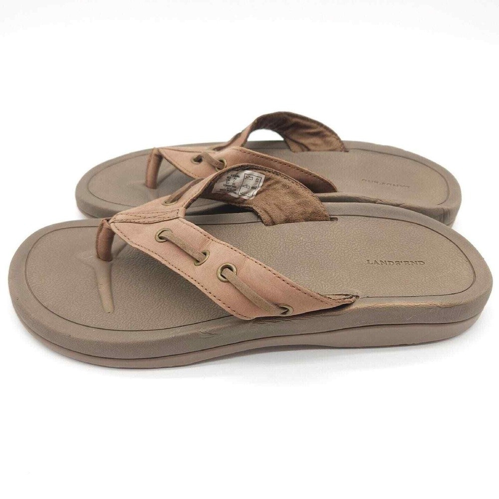 Lands End (Men's 8 D) Brown Flip‎ Flop Thong Sandals Coastal Summer Beach 427927 - Picture 3 of 8